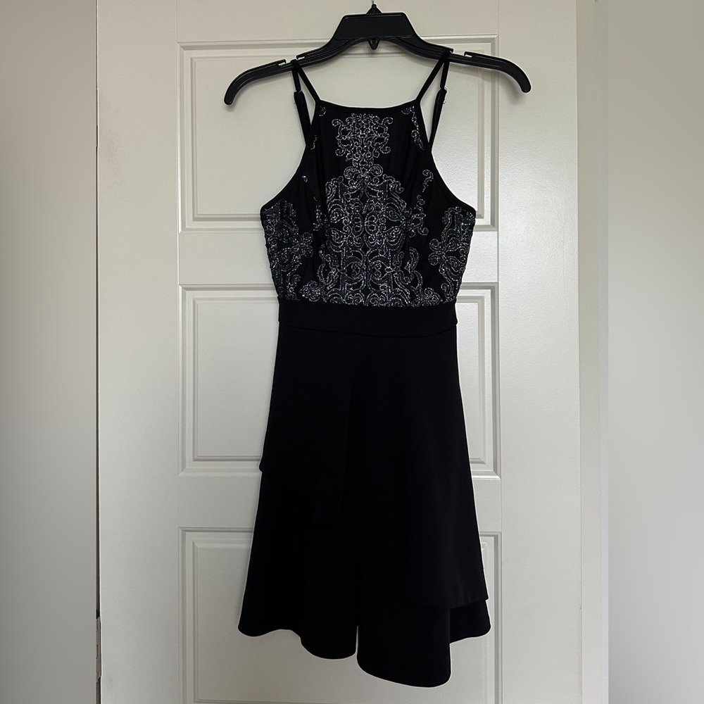 mini black dress with sequins